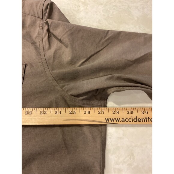 Swiss Tech Shirt Mens 2XL Brown Button Hiking Chest Pocket Techwear Atheisure - Picture 8 of 11